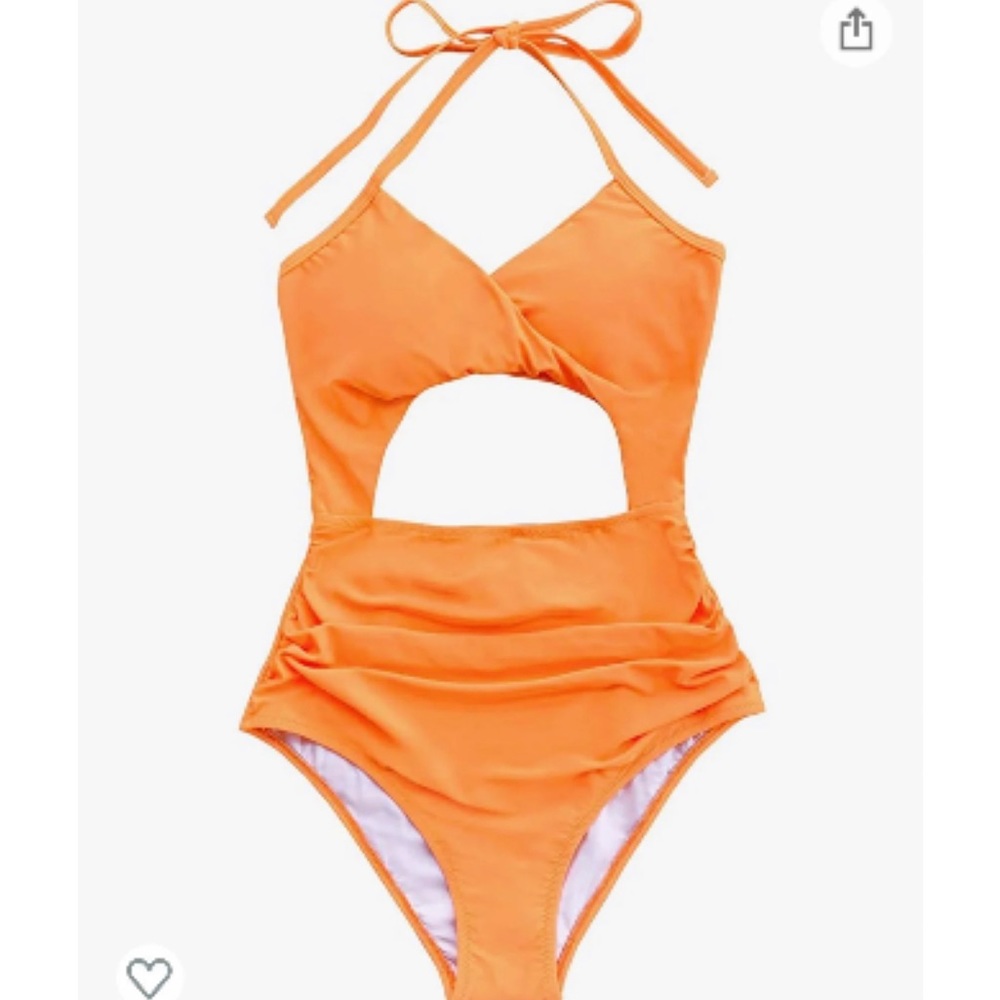 Neon orange one piece bathing suit- size S (runs a little big)